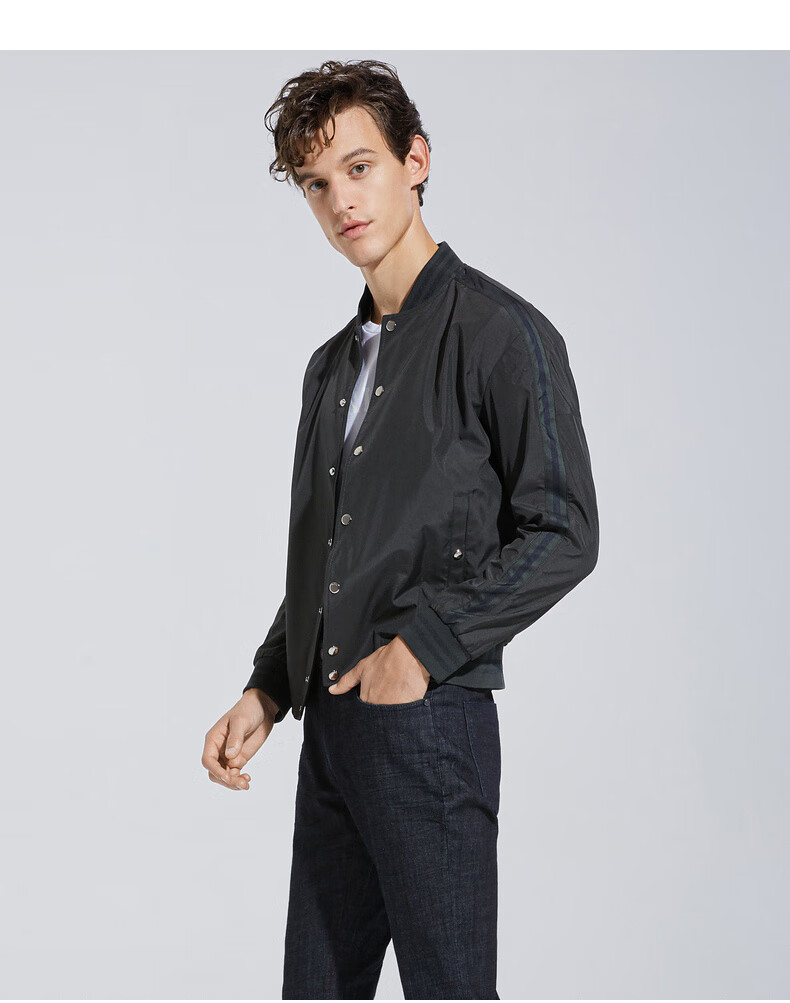 劲霸奥莱男装春秋季薄款休闲夹克男修身青年男士棒球领外套fkda1169深