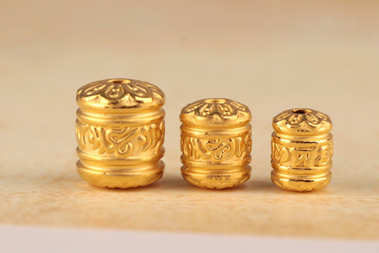 顺妃黄金999足金3d硬金7mm8mm10mm六字真言桶珠手链路路通圣诞节礼物