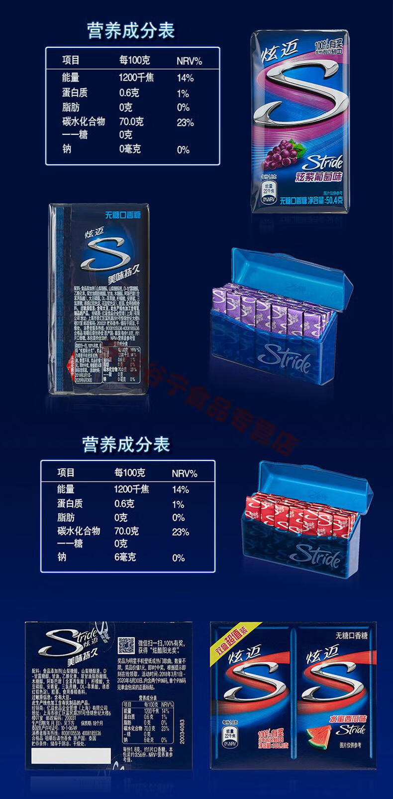 炫迈口香糖清新口气4盒装木糖醇口香糖随身薄荷糖西瓜泡泡糖双盒装水