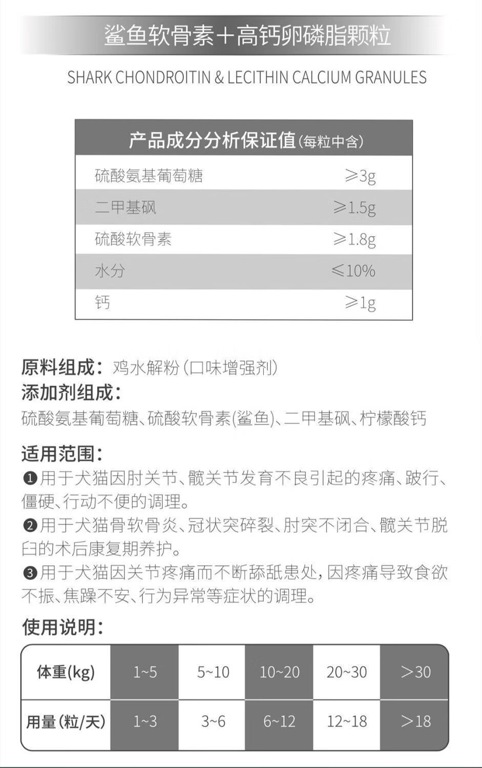 13，多可仕鯊魚軟骨素高鈣卵磷脂顆粒寵物關節痛跛行僵硬養護關節500g 鯊魚軟骨素+高鈣卵磷脂顆粒500g 【保証】評價返20