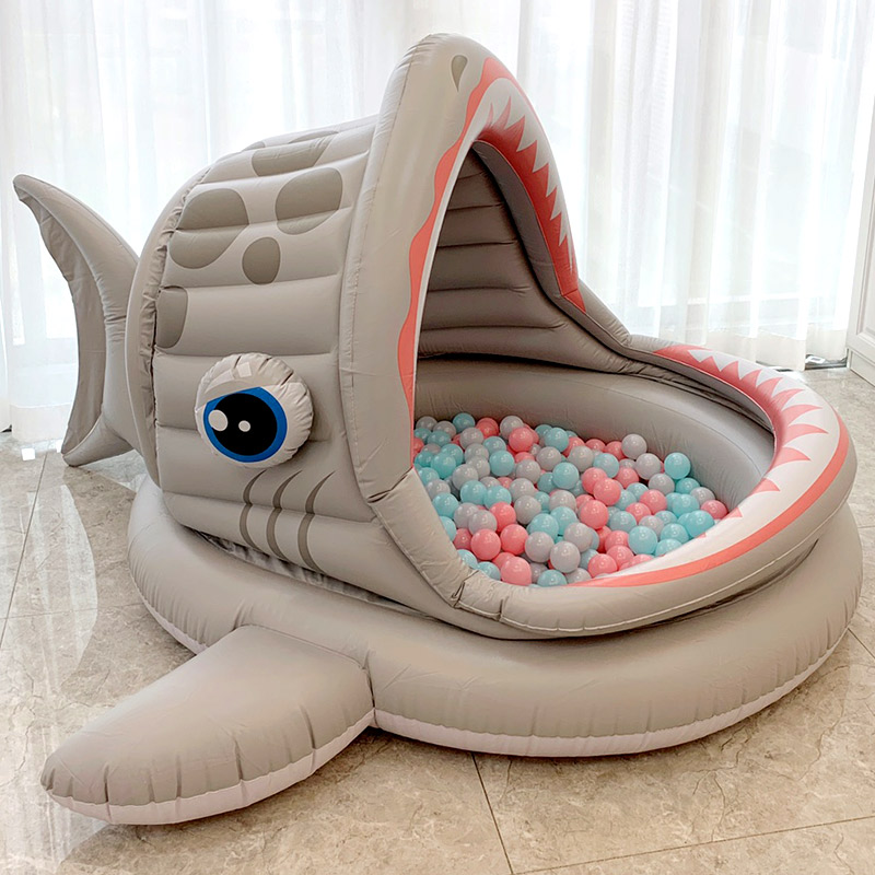 儿童充气室内家用波波池宝宝海洋球池围栏婴儿家庭玩具鲨鱼独角兽黄泵