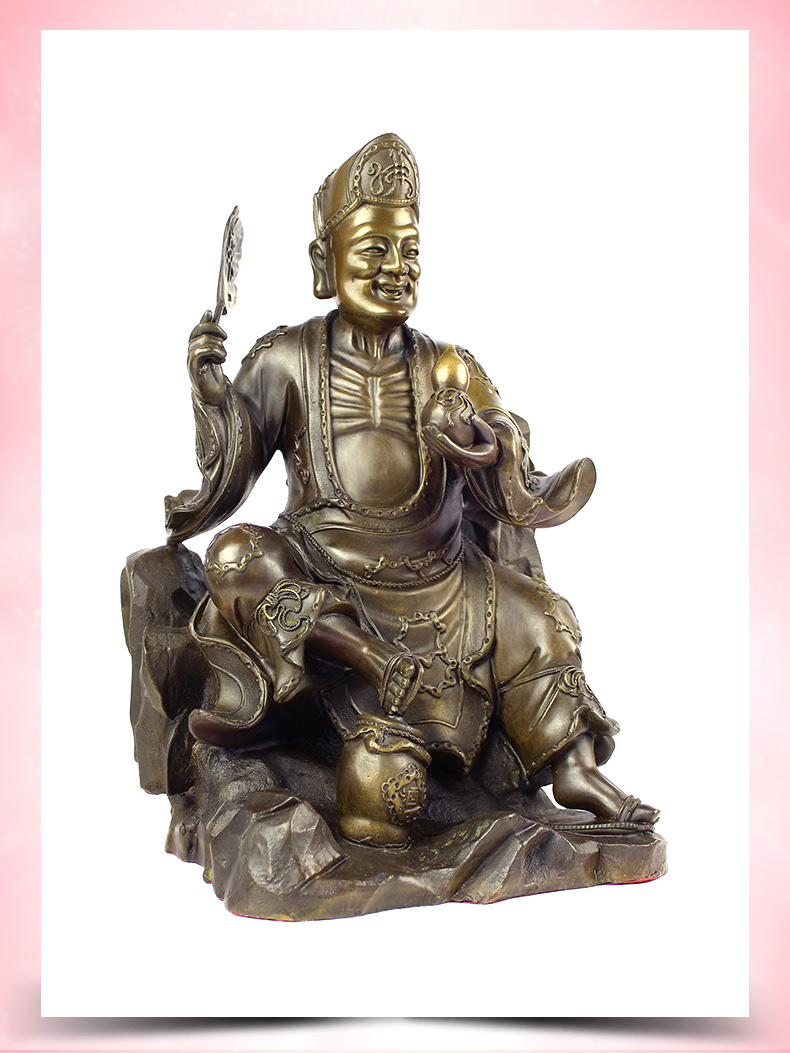 玄友 降龙罗汉铜像活佛济公铜器摆件 济癫师傅供奉佛像道济和尚【图片