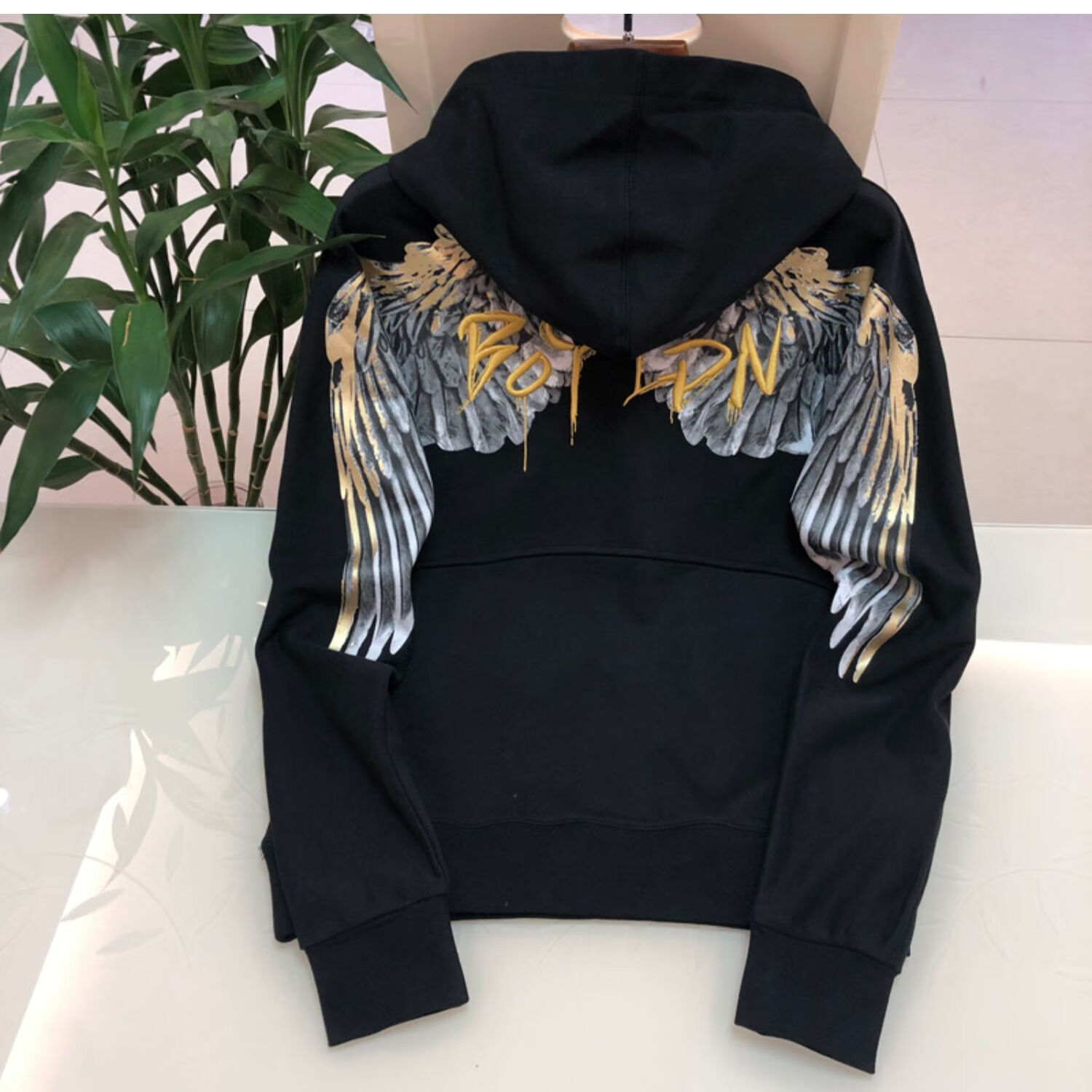 centuryboy卫衣牛年限定款刺绣粉色烫金老鹰翅膀连帽外套纯棉宽松情侣