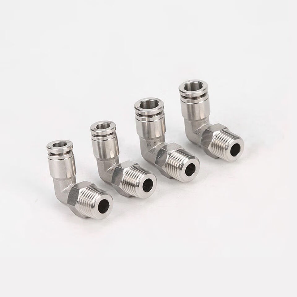 定制适用气动快速接头直角弯头高温高压耐腐蚀全铜镀镍快插气管接头pl