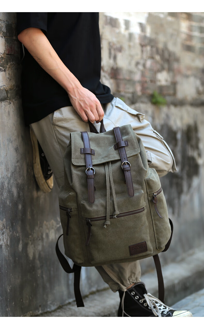 Fanzhe Canvas Casual Simple Backpack Men Korean Style Travel Bag Trendy High School Student Schoolbag 5
