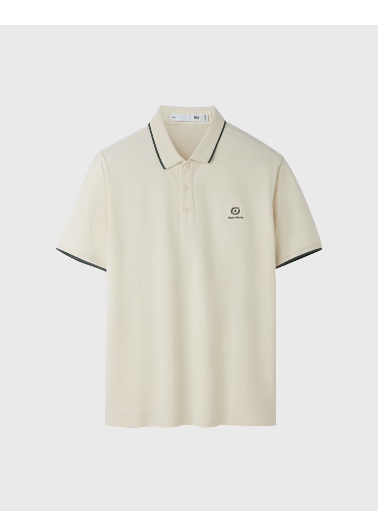 HLA Short-Sleeve Polo Shirt for Men, Contrasting Color Cool-Feeling Large Size Lapel Short Sleeve for Summer 2