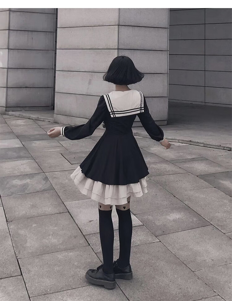 风jk制服连衣裙日系jk水手裙可爱学院风水手服女学生it 灰色(现货) s