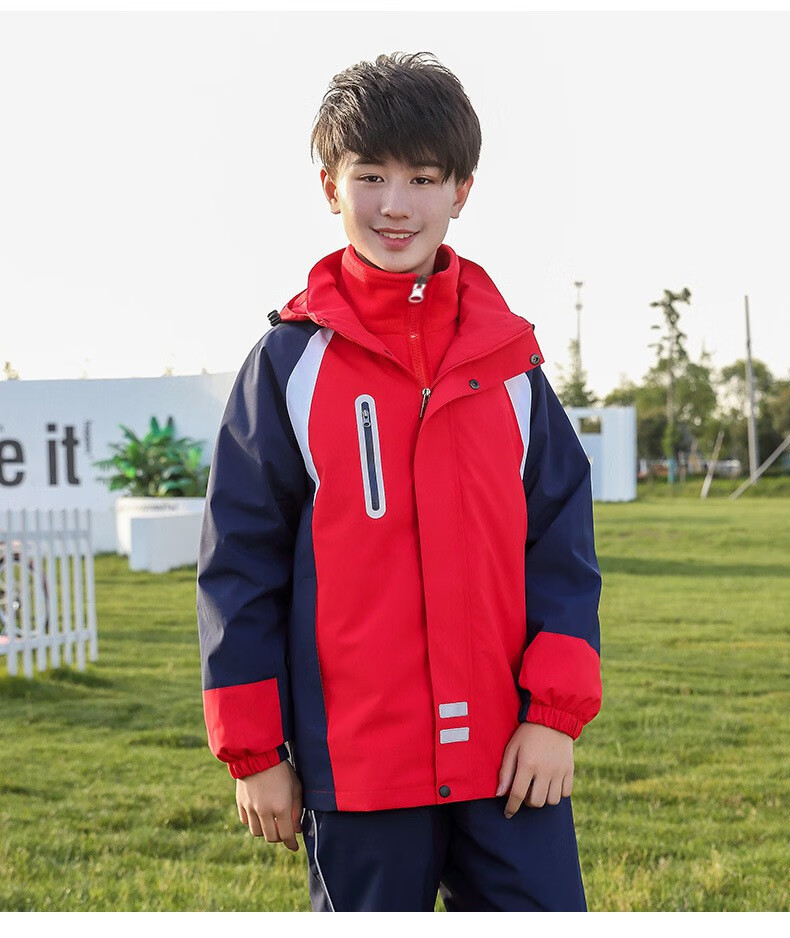中学生冲锋衣校服套装班服男女同款三合一户外运动初中高小学园服