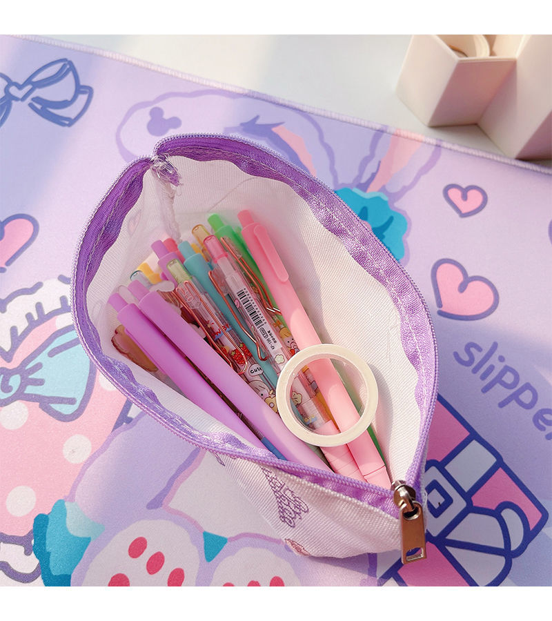 星黛露卡通笔袋可爱兔子帆布铅笔文具袋少女心大容量学生收纳多用英文