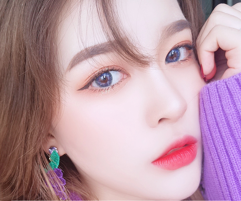 hitomi希多蜜美瞳半年抛1片装韩国进口金粉彩色隐形眼镜大小直径网红