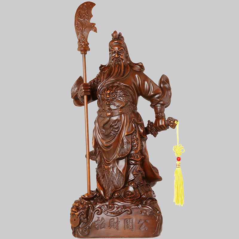 礼缘结善 关公像武财神关羽关二爷摆件工艺礼品睁眼闭眼供奉大刀神龛