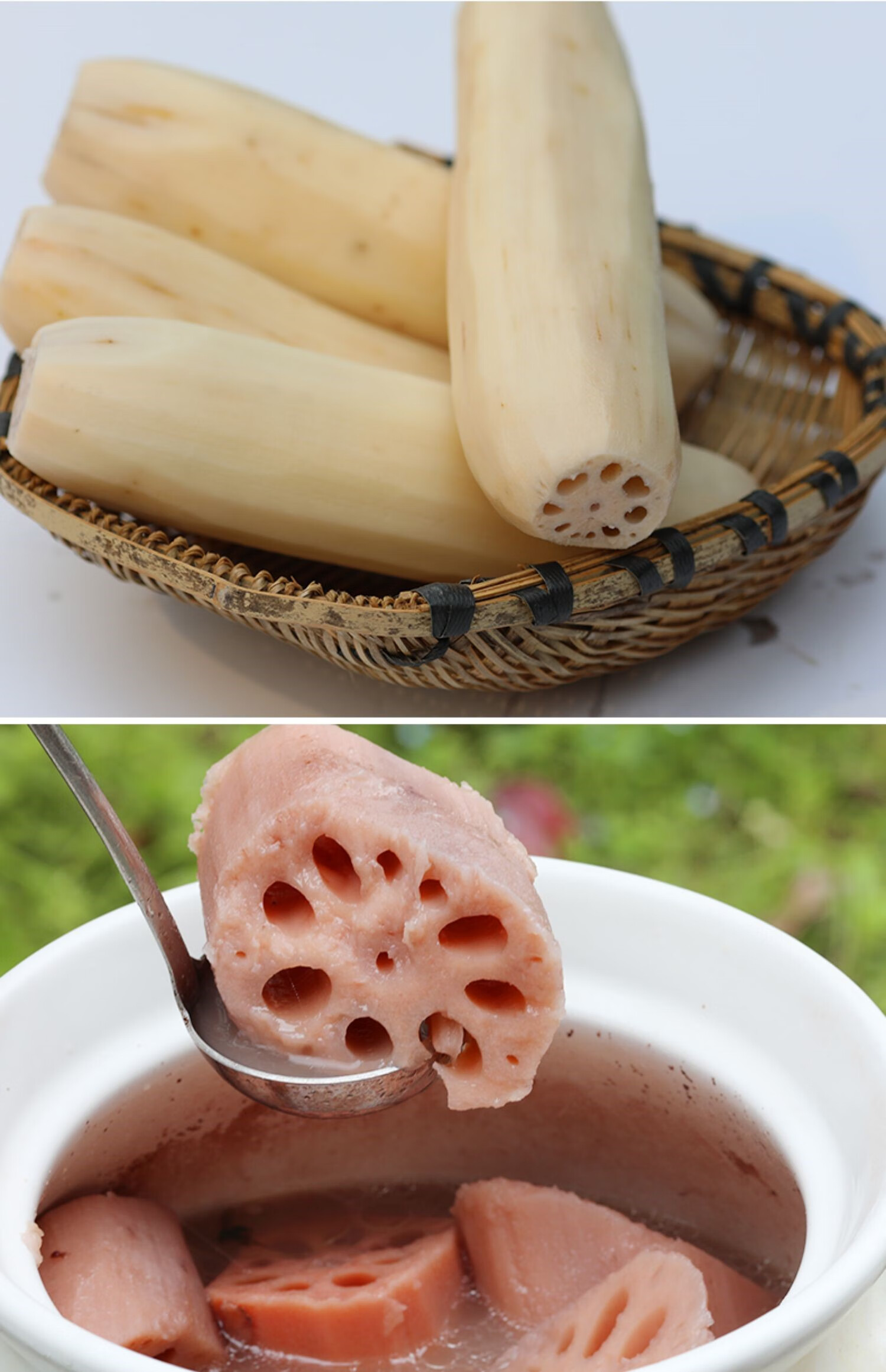 正宗湖北特产粉藕煲汤清水红藕脆藕片九孔糯米藕新鲜现挖 1000g【图片