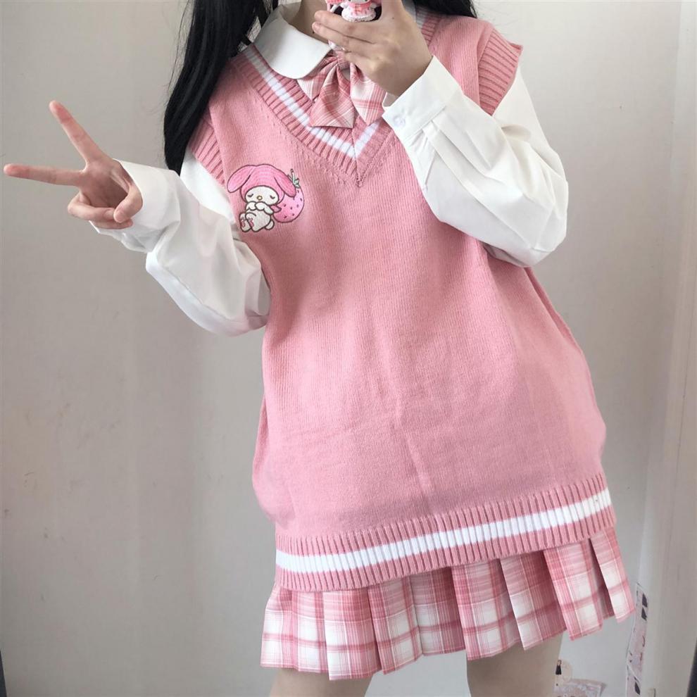 日系可爱学院风jk制服针织衫马甲背心宽松韩版甜美无袖毛衣女学生