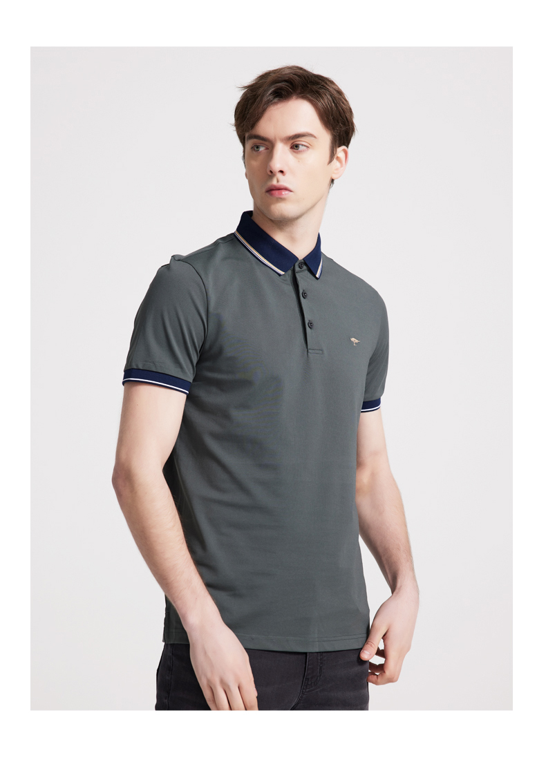 fynchhatton德国树短袖t恤男无忧搭2022夏polo领上衣商务休闲橄榄绿