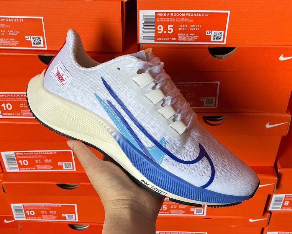 透气跑步鞋减震休闲运动鞋气垫男女学生莆田单鞋wonst 飞马37代白红绿