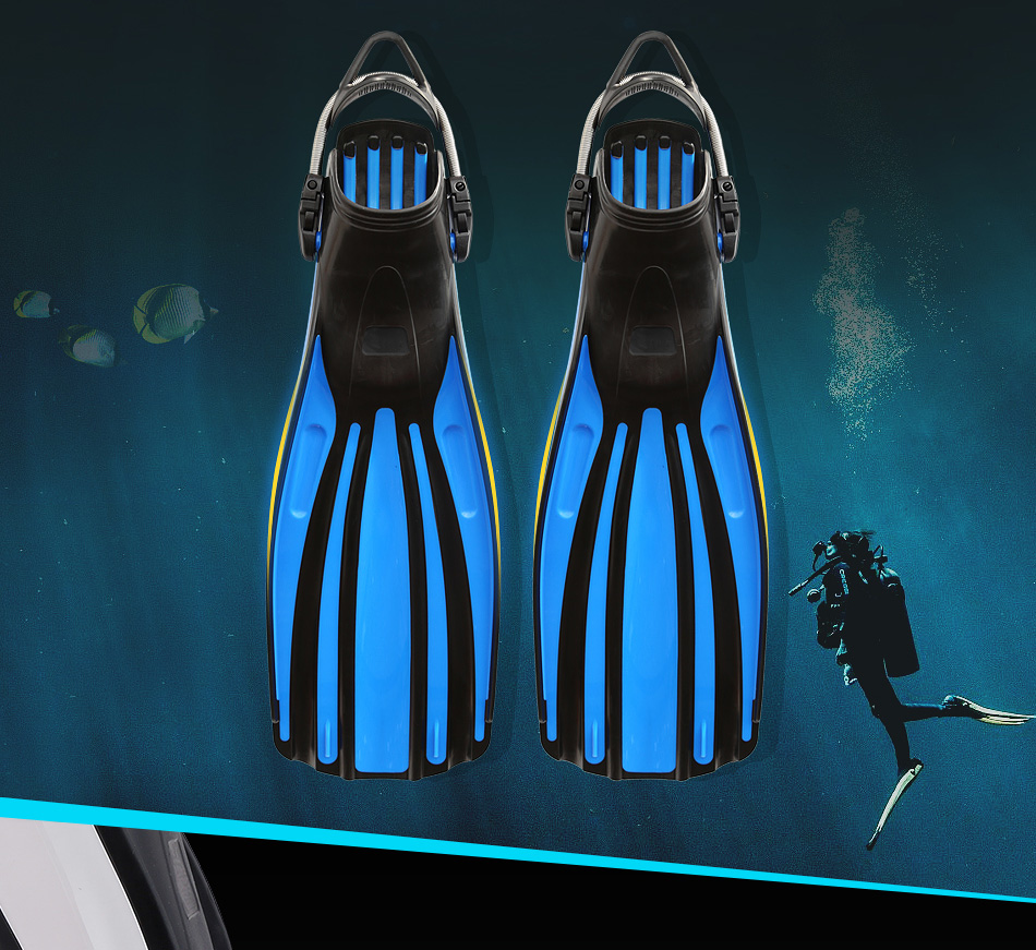 四线金刚脚蹼版 潜水长脚蹼成人自由深潜四线金刚可调节弹簧跟带水肺