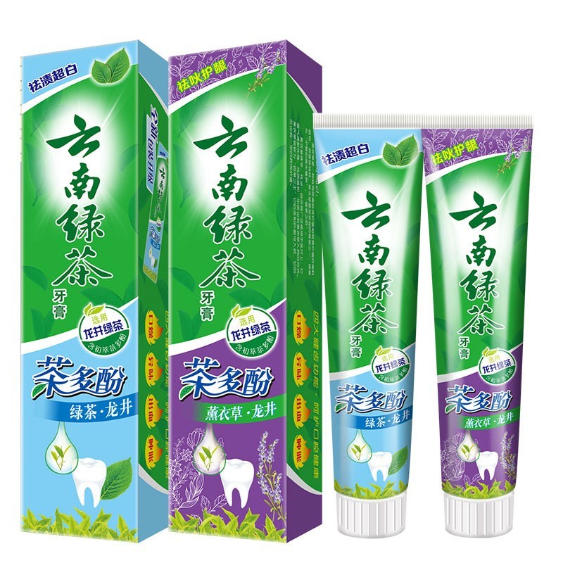 三支装160g云南绿茶牙膏茶多酚清新口气护银益齿三支云南绿茶牙膏160g