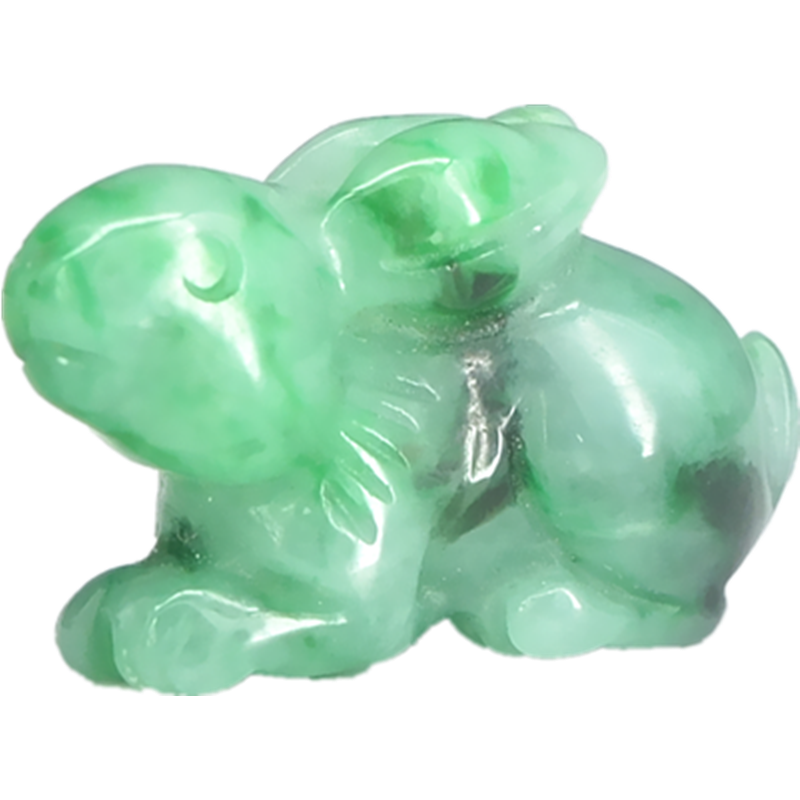 天然a货翡翠兔子吊坠a货缅甸玉兔挂坠翠绿精致立体生肖小兔子玉佩