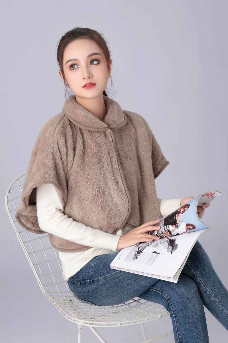 秋冬加厚保暖睡觉防寒披肩女外搭护颈护背坎肩护肩套神器毛茸茸披肩