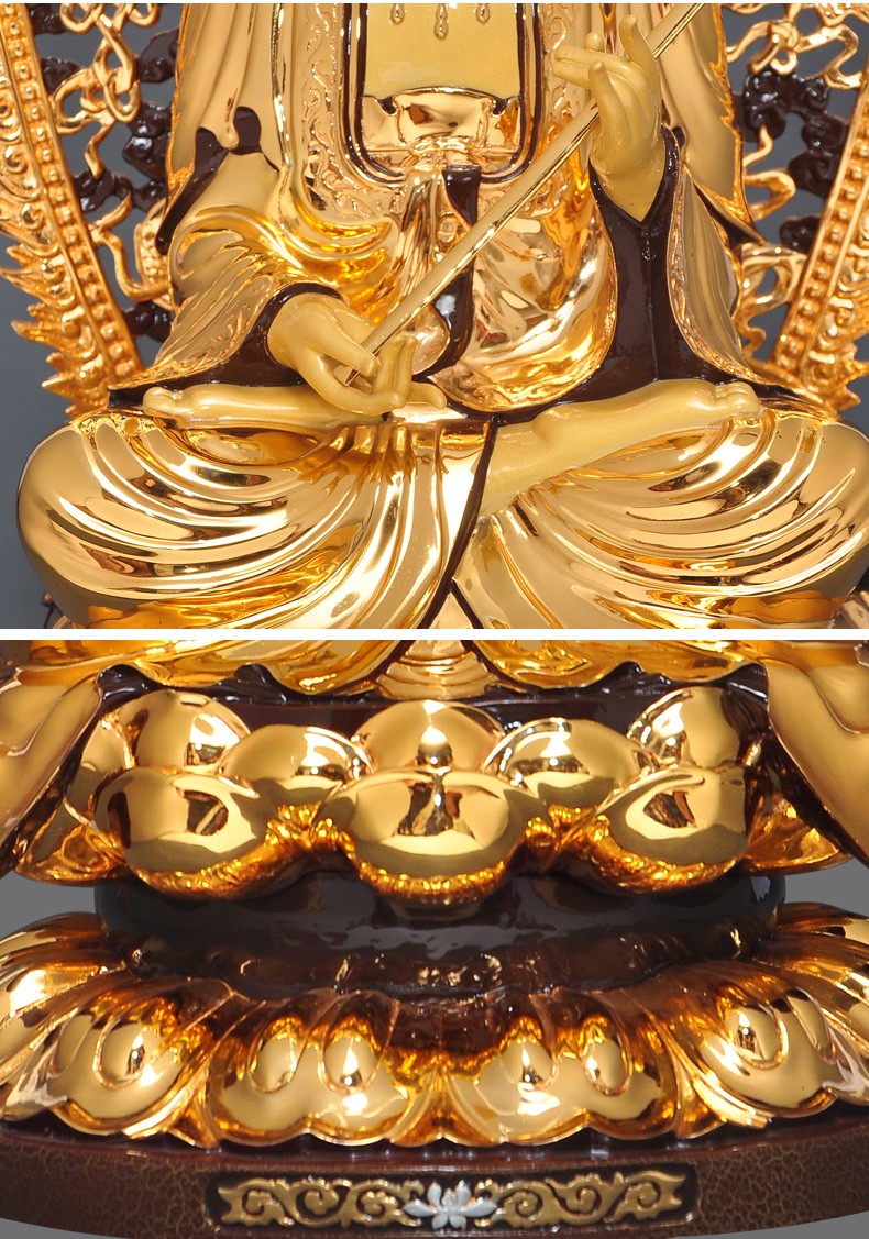 台湾全铜鎏金西方三圣大势至菩萨佛像寺庙佛堂居家供奉用佛像摆件19寸