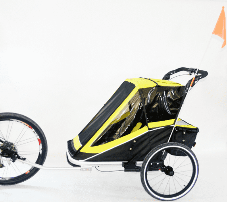 拖挂自行车 19铝合金双座位儿童推拖车大空间自行车拖车山地挂车儿童