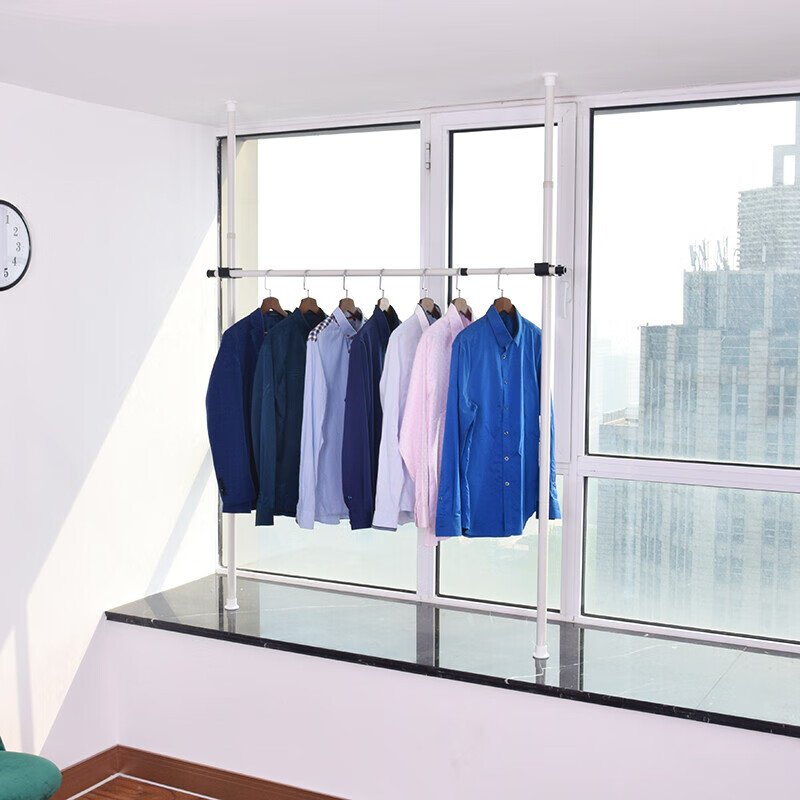 飘窗专用晾衣架简易晒衣架顶天立地宿舍卧室组合挂衣架子阳台小型窗台