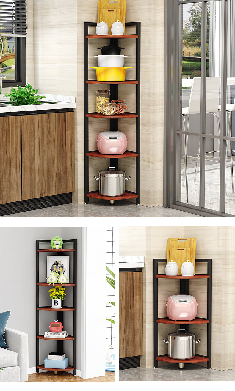 虎雀huque裕隆欣墙角置物架转角三角架落地多层家用厨房储物收纳架锅
