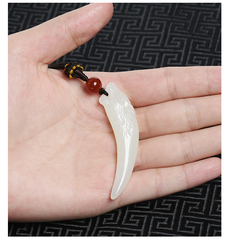 凤禧珠宝和田玉吊坠男女款狼牙玉坠玉佩挂件节日礼物