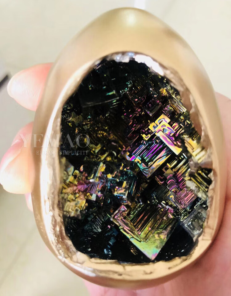 【官方旗舰】铋晶体聚宝盆摆件彩铋矿自然结晶金属矿物标本防辐射金蛋