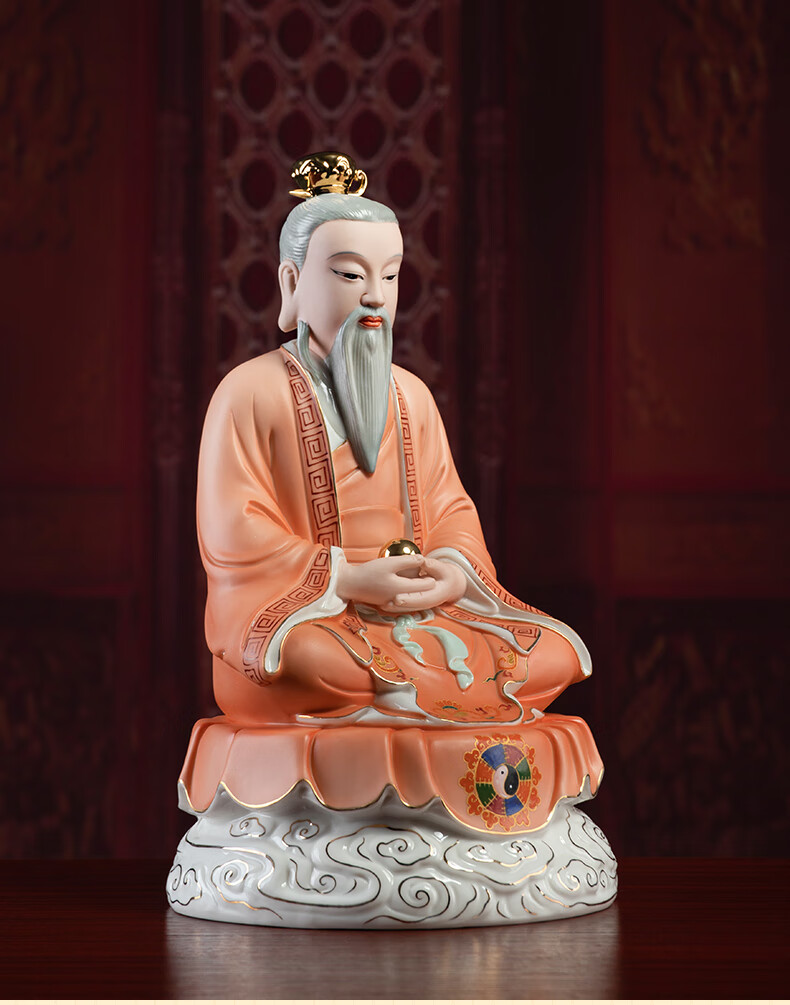 七珍陶瓷摆件彩绘三清祖师神像居家供奉家用元始灵宝道德天尊h4717f16