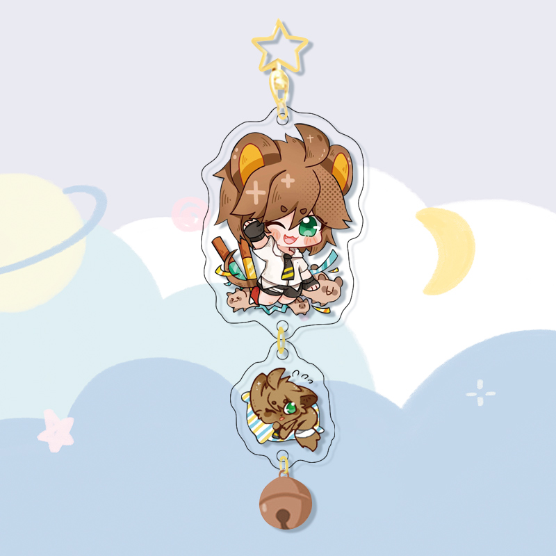 凹凸世界动漫周边钥匙扣新款铃铛挂件雷狮安哥二次元q版挂饰礼品 银爵