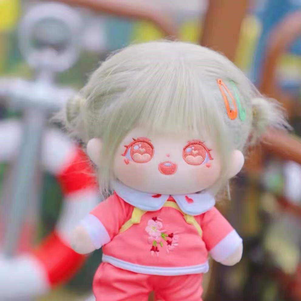 20cm棉花娃娃蜜呱酱炸毛头发裸娃 果果樱花小世界 蜜呱酱  发型扎丸子