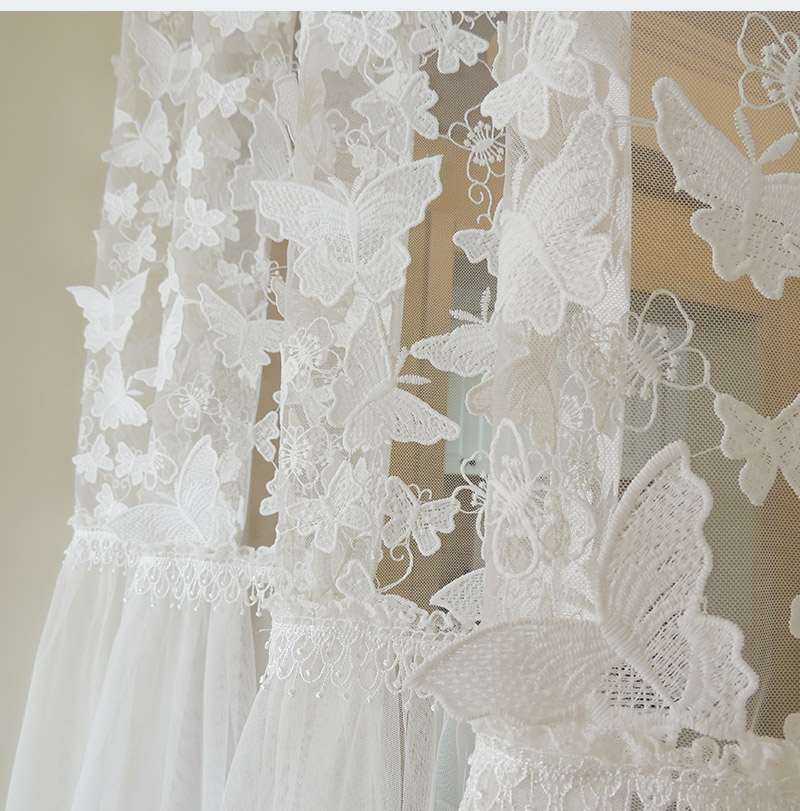 新款蕾丝薄纱帘立体绣花网纱隔断窗帘轻奢装饰客厅透光飘窗纱白色定制