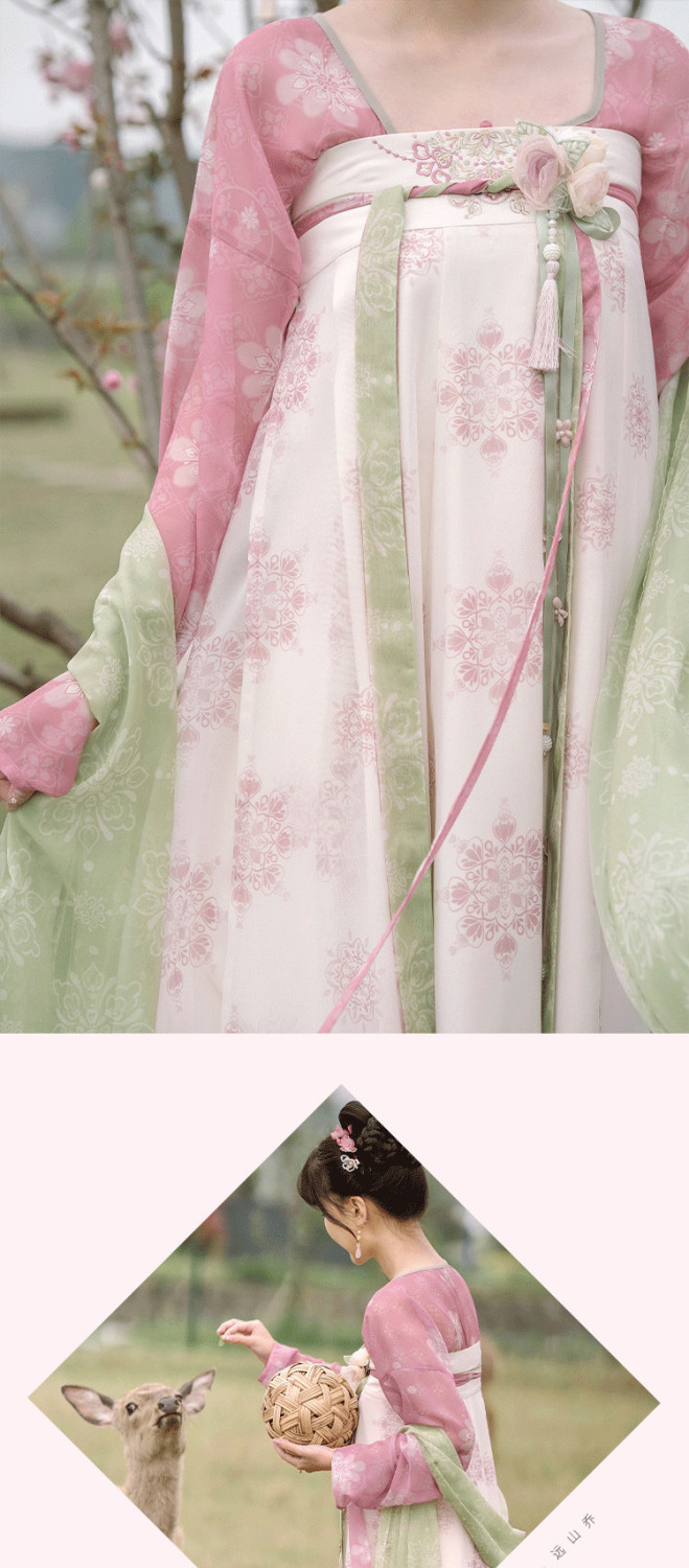 伊菲申夏季款异色天水碧汉服女仙气古风唐制一片式齐胸裙古装衣服红色