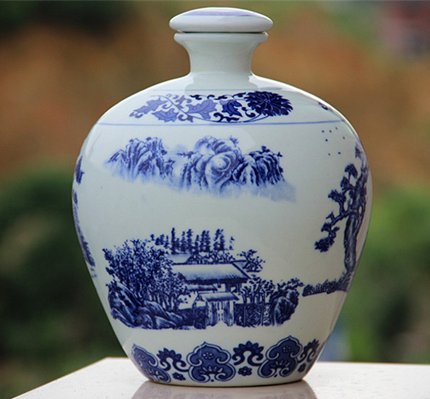 青花瓷酒瓶1斤景德镇1斤2斤3斤5斤10斤陶瓷酒瓶青花瓷密封白酒坛子5斤
