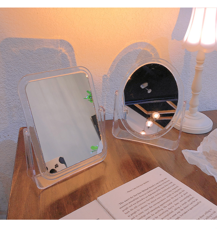 亚克力小镜子透明化妆镜学生宿舍桌面镜子台式可立小号镜子ins风双面