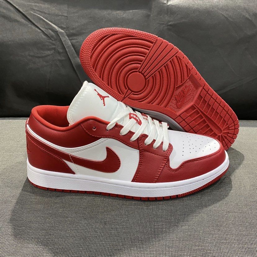 aj1男鞋白红大学红芝加哥ow联名dunk低帮耐磨防滑款红白板鞋 aj1白红