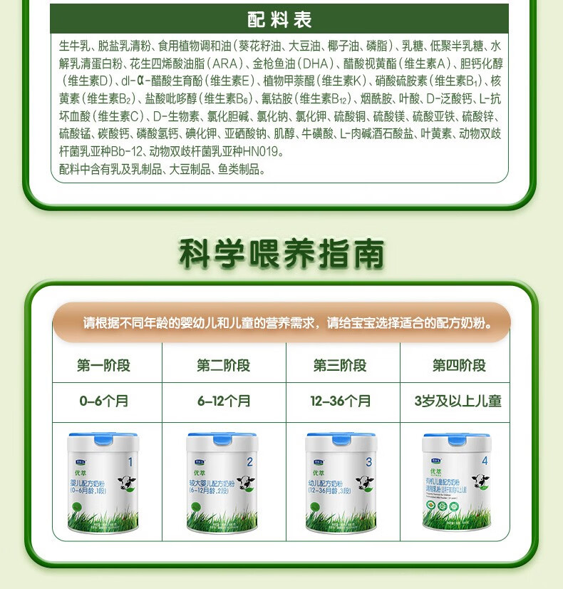 君乐宝(junlebao)优萃奶粉婴幼儿配方奶粉有机生牛乳 小分子蛋白宝宝