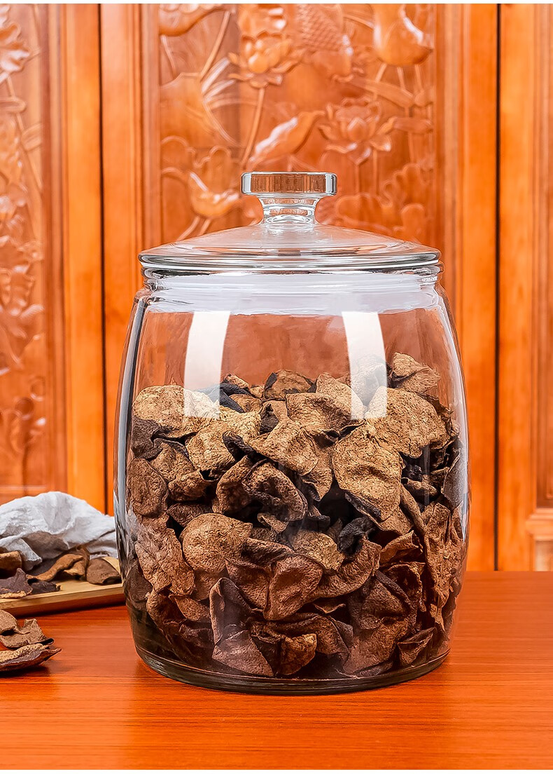 加厚玻璃密封茶叶罐陈皮储存罐专用玻璃展示瓶子带盖家用储物罐大容量