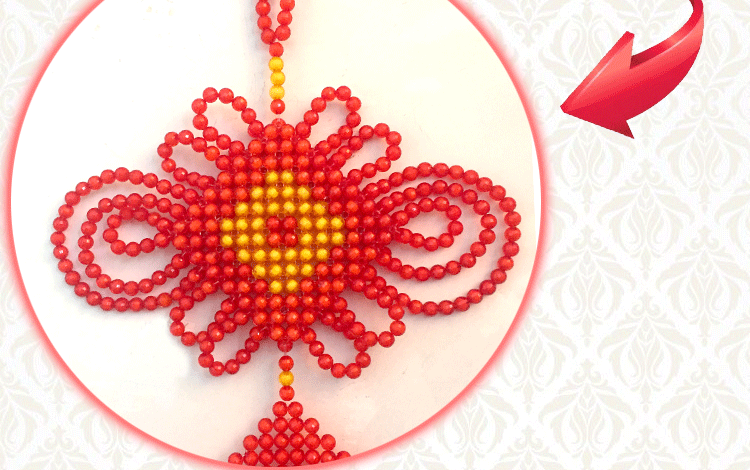 包珠子编织工艺品家居装饰品客厅挂件制作 xr16孔中国结  教程【图片