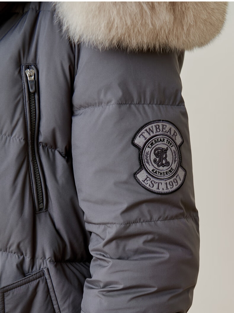 teenieweenie小熊毛领连帽中长款羽绒服外套加厚黑科技面料女秋冬ttjd