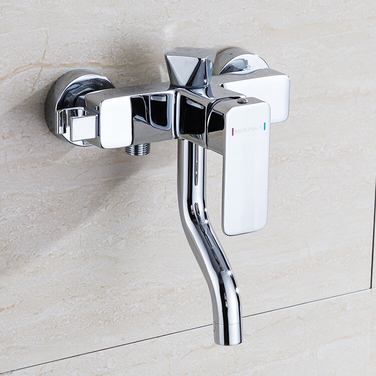 铜质淋浴花洒冷热水龙头 入墙式双孔三出水浴缸三联龙头浴室旋转切换