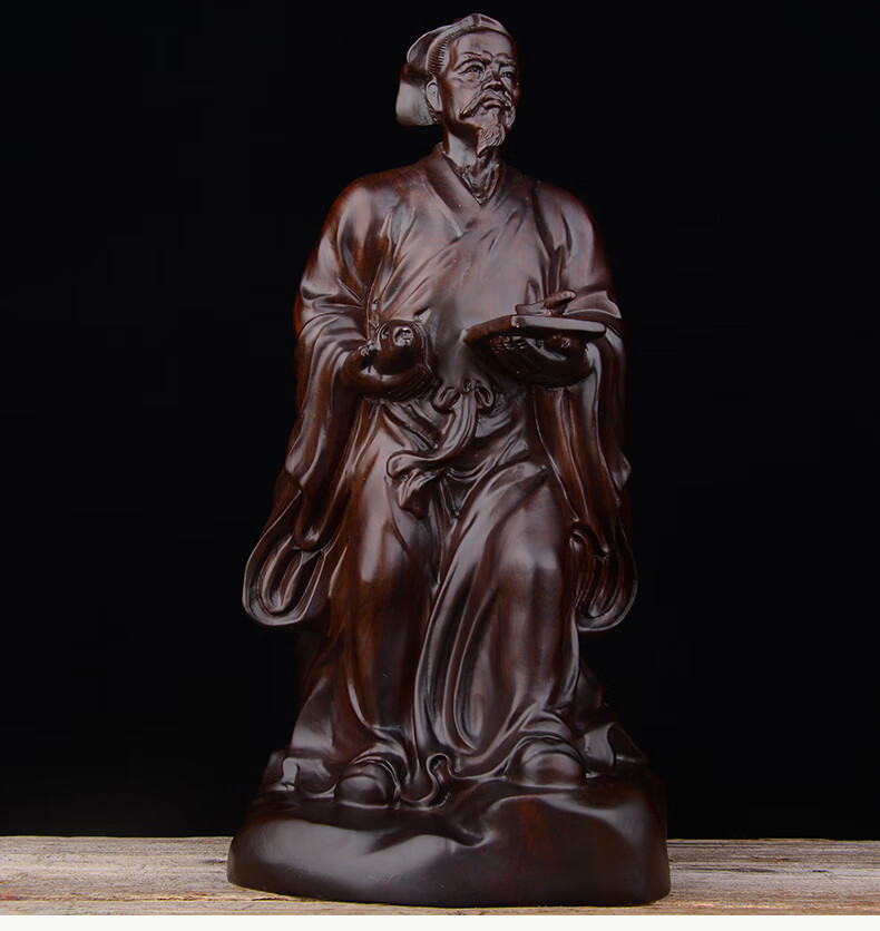 砚玺黑檀木雕鲁班祖师雕像鲁班雕塑人物雕刻摆件家居客厅公司工艺礼品