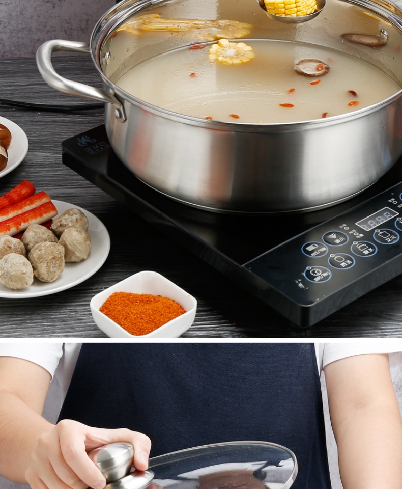 卡式炉锅具304不锈钢火锅锅具加厚涮锅家用平底汤锅商用电磁炉火锅盆