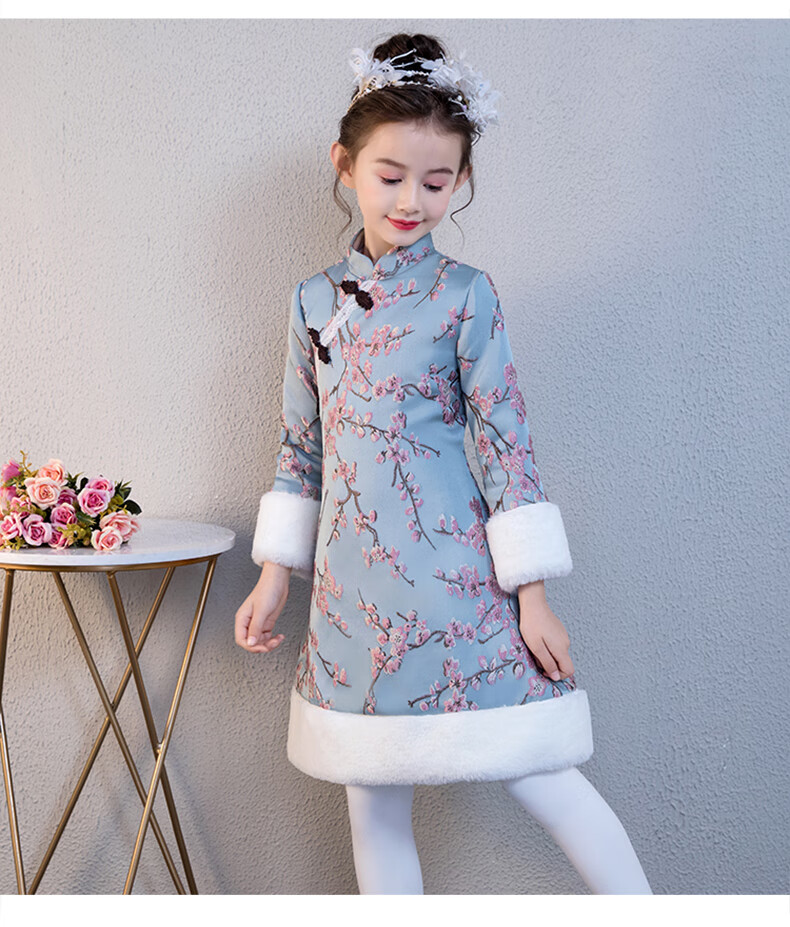 女童旗袍唐装加厚中国风儿童过年汉服宝宝新年装女孩拜年服秋冬季