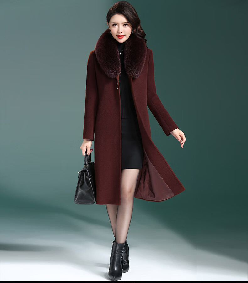 领羊绒大衣女中老年妈妈婆婆装大码中长款毛呢外套女高档轻奢清仓正品