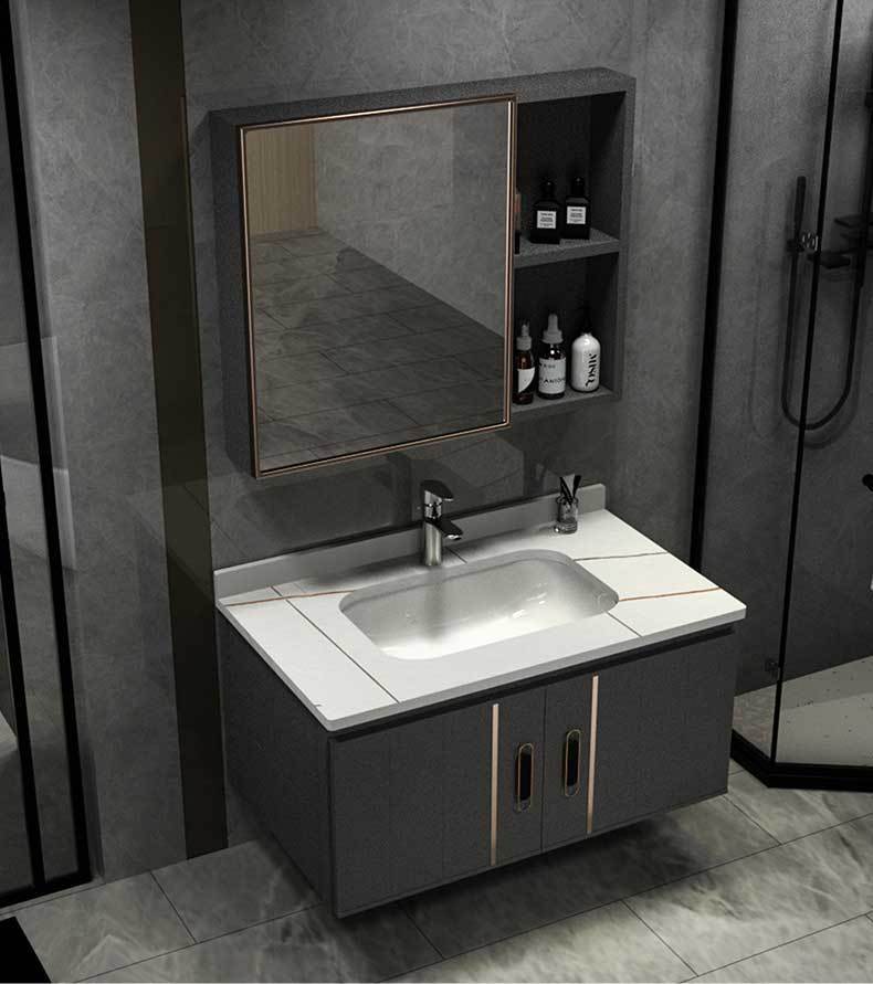 太空铝岩板浴室柜组合酒店洗漱台洗脸盆柜子卫生间洗手盆柜洗手间主柜