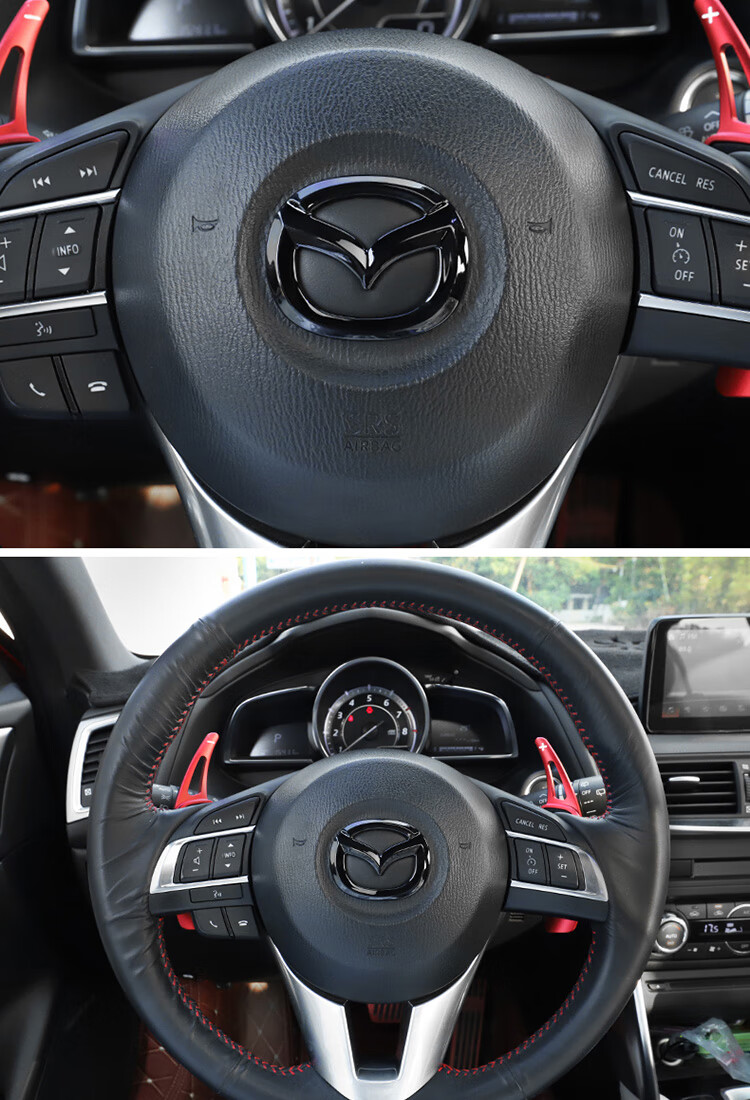 适用于马自达cx5方向盘车标马自达cx-4改装车标阿特兹cx5昂克赛拉碳纤