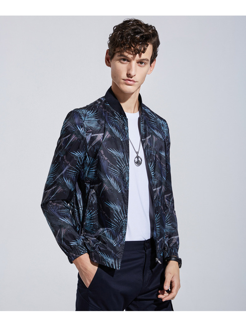 劲霸男装kboxing夹克男2020年春季新品时尚花型图案男士休闲棒球领