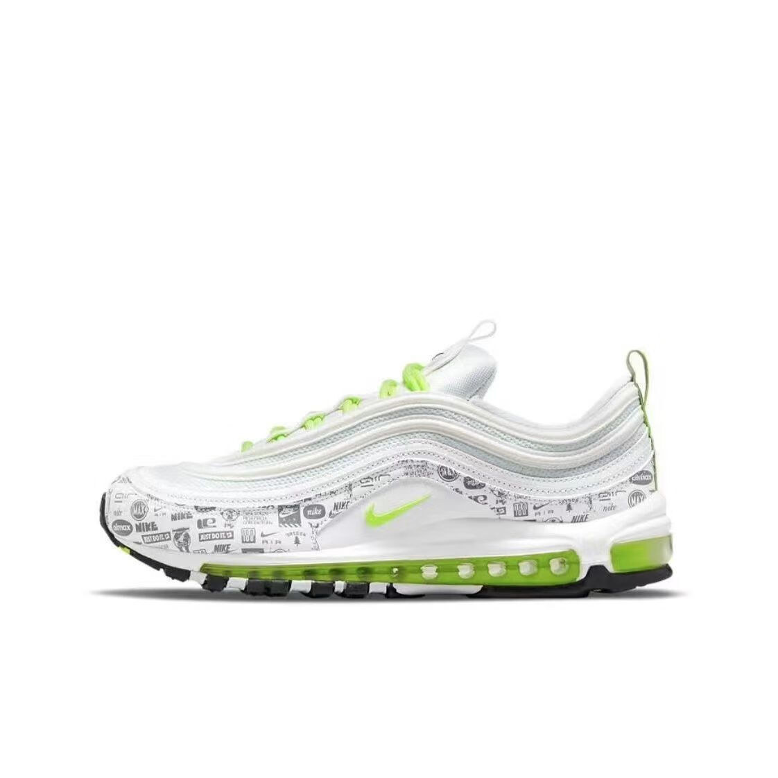 air max 97子弹头跑步全掌气垫运动鞋银子弹3m反光男女休闲鞋 灰紫勾